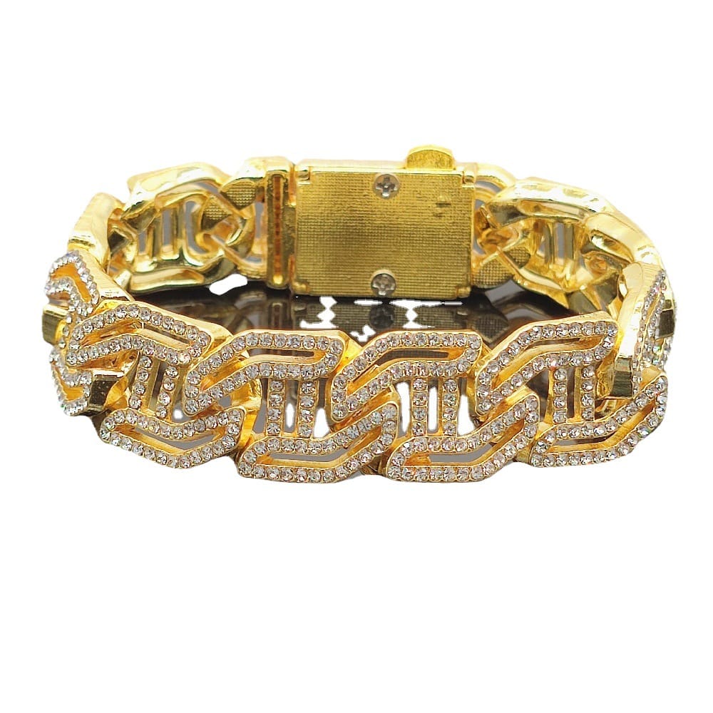 Picture of New Men Steel Hand Chain Handmade Bracelet Bangle Club Jewelry Gift Gold 21 CM