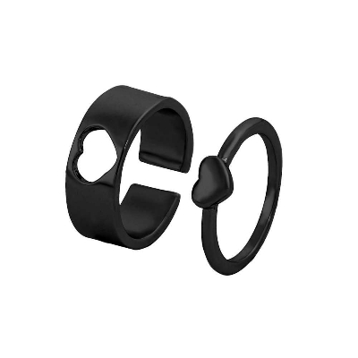 Picture of LOVE King & Queen Couple Ring Set In Titanium Hart Finger Ring Heart/ Attrtive Couple Open Rings  One Size