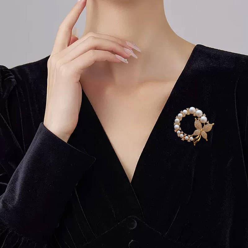 Picture of Flower Brooch Hijab Safety Pin for Girls and Women's Gold 