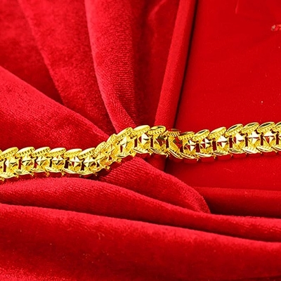 Picture of Trendy Heart Multi shape Punk Bracelet Curb Link Chain Color Bracelets Bangle For Men Gold 