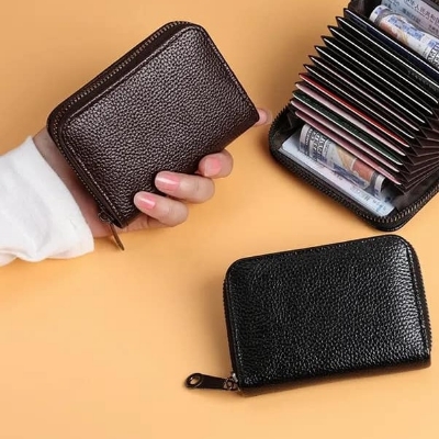 Picture of Brown Color Cards Holders Business Zipper Card Holder Organizer  For Men  