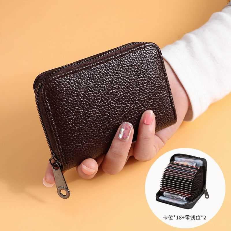 Picture of Brown Color Cards Holders Business Zipper Card Holder Organizer  For Men  