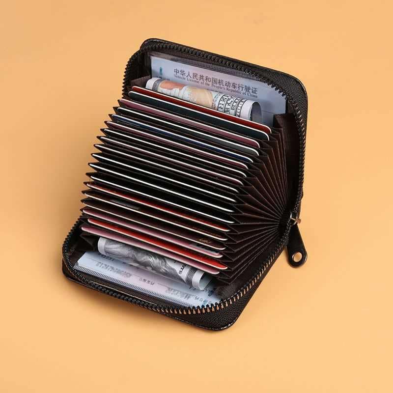 Picture of Brown Color Cards Holders Business Zipper Card Holder Organizer  For Men  