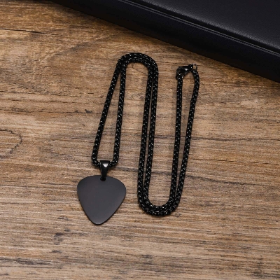 Picture of Black Guitar Stainless Steel Blanks Chain  Pendants 32*28MM-Black Black 