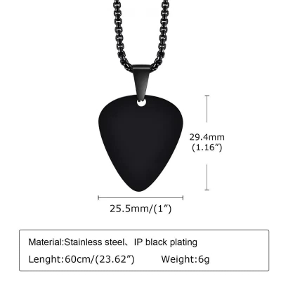 Picture of Black Guitar Stainless Steel Blanks Chain  Pendants 32*28MM-Black Black 