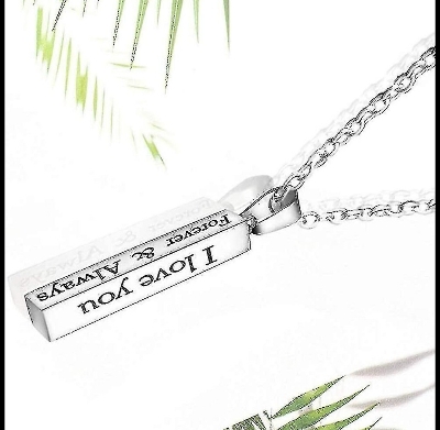 Picture of I Love You Forever & Always Letter Charm Necklace Chain For Men Silver 