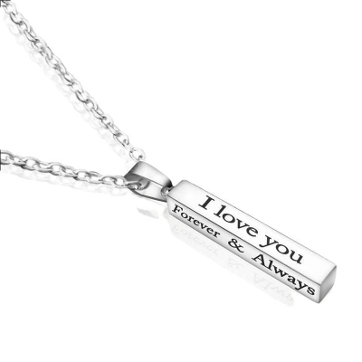 Picture of I Love You Forever & Always Letter Charm Necklace Chain For Men Silver 