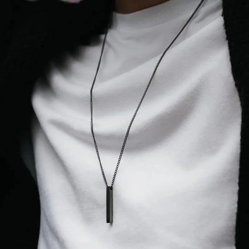 Picture of Black Stainless Steel Trendy Fashion Necklace For Men  