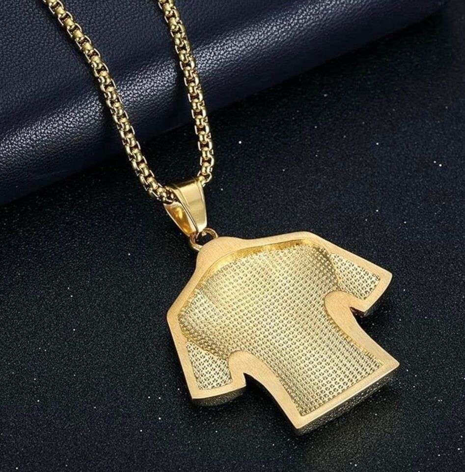 Picture of New Crystals Football MESSI Jersey Pendant Necklace Chain  for Men Gold 