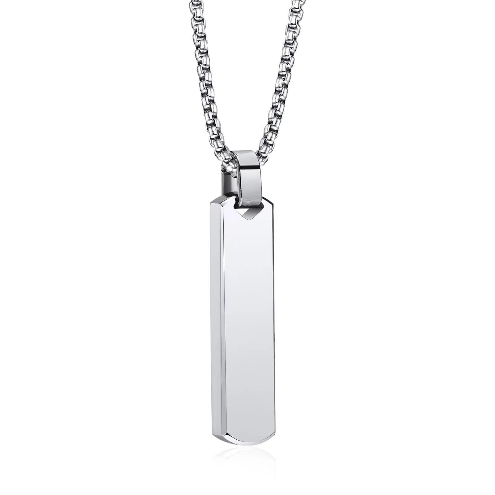 Picture of Fashionable Boys Pendant and Bar Necklace for Men, Stainless Steel Silver Silver 