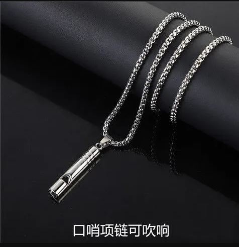 Picture of Blow Whistle Necklace Stainless Steel Silver Color Metal Chain for Men Silver 