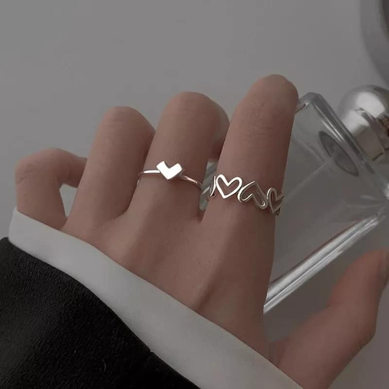 Picture of New Silver Color Alloy Couple Rings Set For Men Women Adjustable 