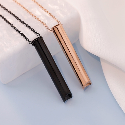 Picture of Stainless steel Mindful Breathing Necklace Chain Jewellery Gift  For Men Black 