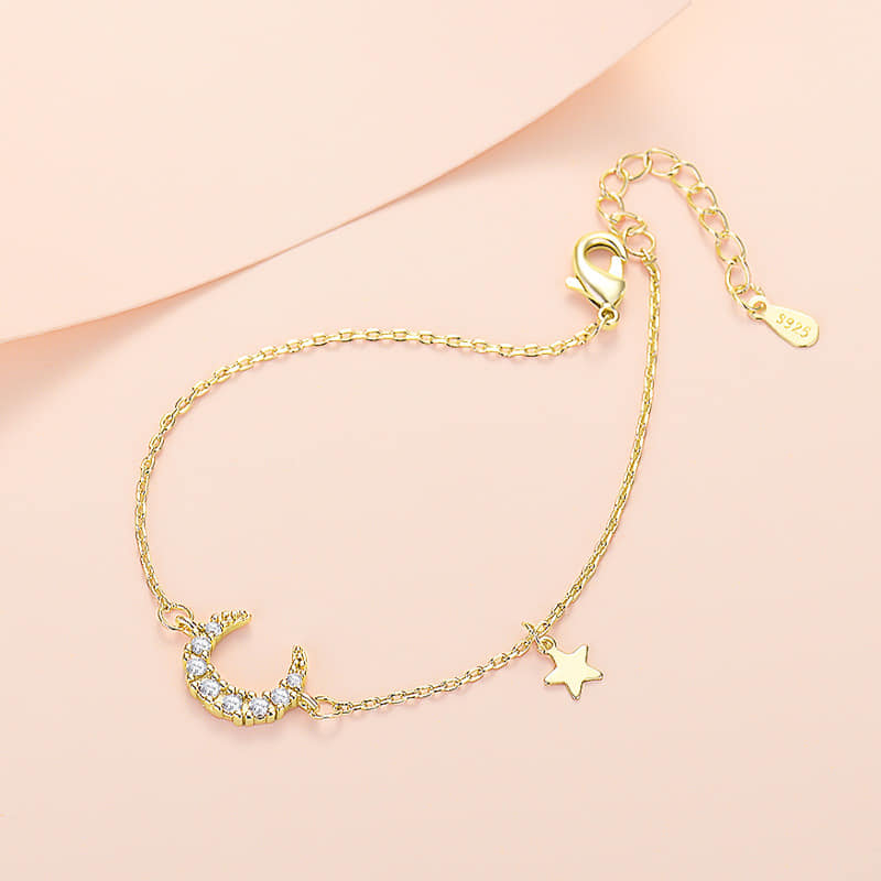 Picture of New Korean Simple Pearl Star Moon Crystal Bracelet  
