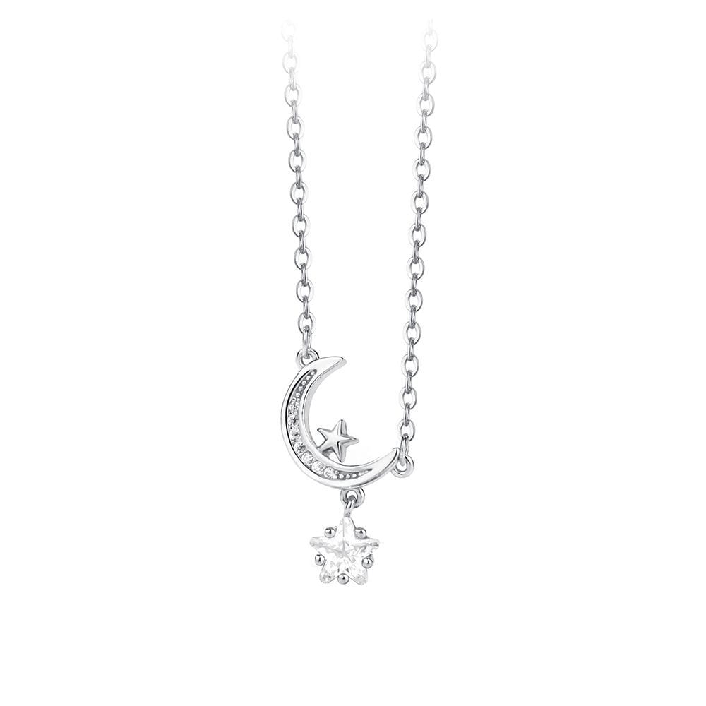 Picture of Korean Simple Pearl Star Moon Crystal Necklace Chain for Women  Adjustable
