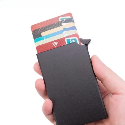 Picture of Card holder Wallet for Men and Women Credic Card Holder RFID Blocking Mini Metal Case  
