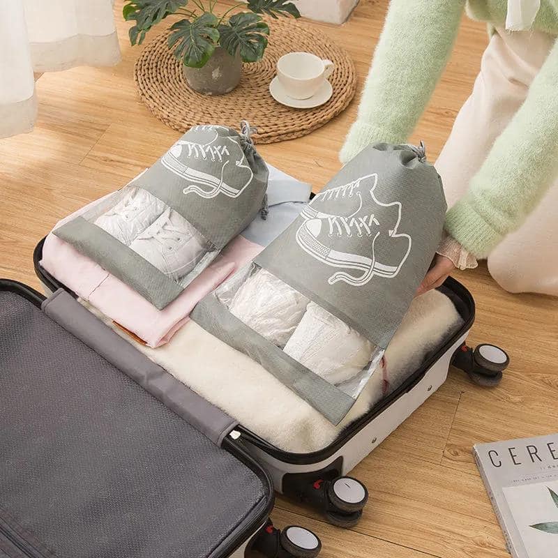 Picture of New Waterproof Shoe Storage Bags with Drawstring - Transparent Travel Shoe Organizing Pouches  