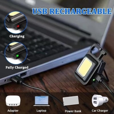 Picture of Super Bright MINI COB Keychain Flashlight Charging Lamp Camping Lights with Magnet 4 Lighting Modes for Camping Home  
