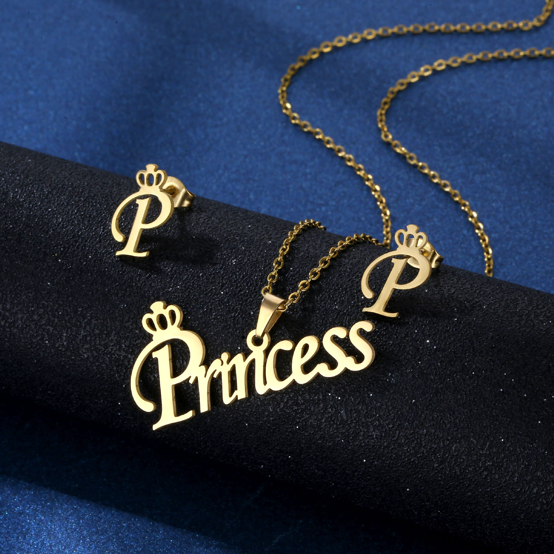 Picture of Stainless Steel Necklace and Earrings Set Gift For Women Gold 