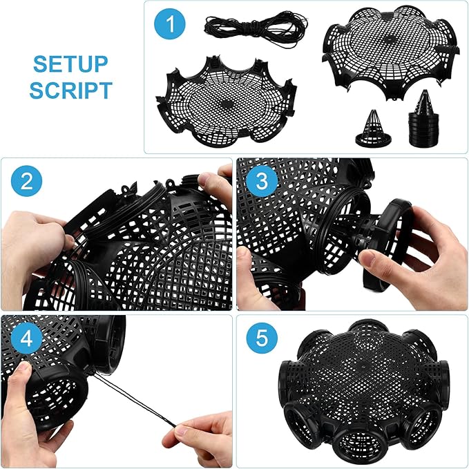 Picture of Holes Catch Mixed Fish Trap Crayfish Catcher Outdoor Fishing Net Cage Plastic Fish Trap Cage Easy to Install Black  