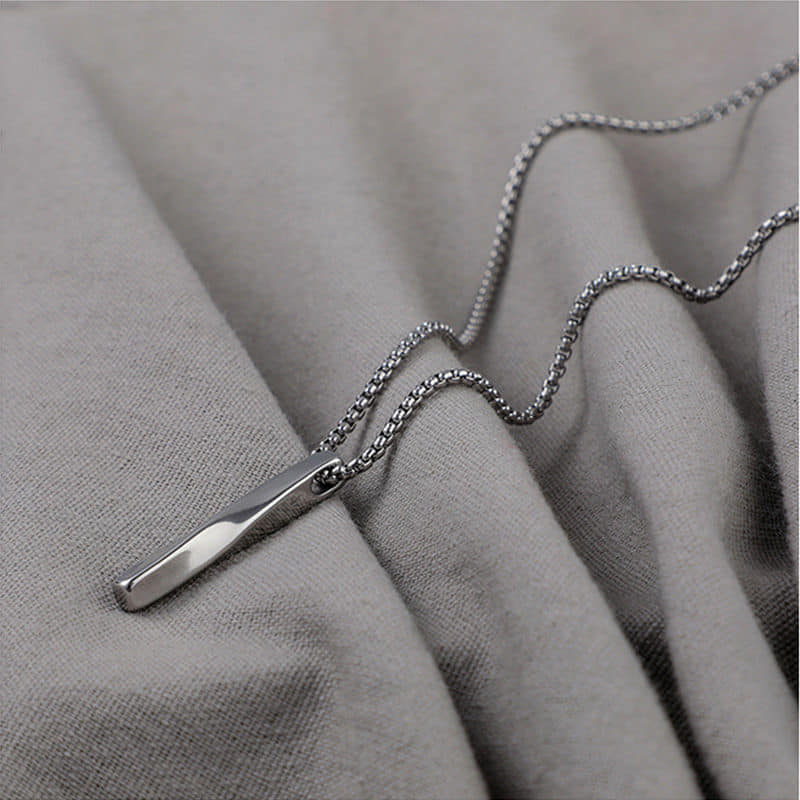 Picture of Hoigblxy -Bar Pendant Necklace Men Stainless Steel Chain Pendant Necklace For Men Jewelry Gift Silver 