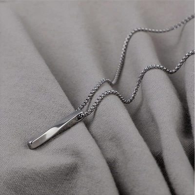 Picture of Hoigblxy -Bar Pendant Necklace Men Stainless Steel Chain Pendant Necklace For Men Jewelry Gift Silver 