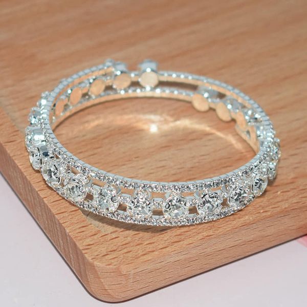 Picture of Fashion Crystal Bracelet for Women Wedding Bangle Hand Jewelry-Bracelet For  Women Silver 
