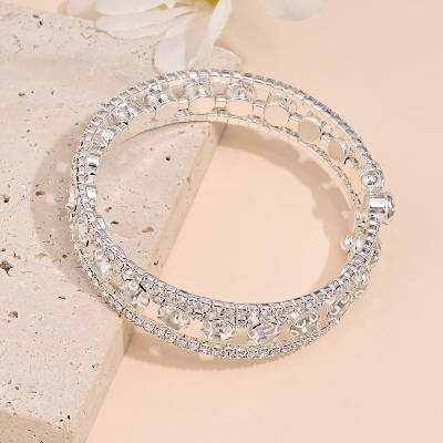 Picture of Fashion Crystal Bracelet for Women Wedding Bangle Hand Jewelry-Bracelet For  Women Silver 