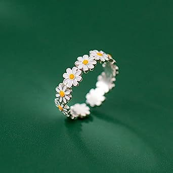 Picture of Indispensable -Korean Style Daisy Flower Rings For Women Sweet Cute Finger Ring Proposal Wedding Fine Jewelry Gift - Ring For Girls- Innovative  