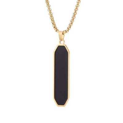Picture of Bar Pendant Necklace For Men Stainless Steel Box Chain Pendant Men’s Necklace Jewelry Gold 