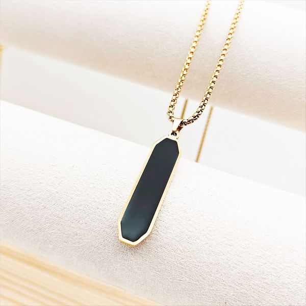 Picture of Bar Pendant Necklace For Men Stainless Steel Box Chain Pendant Men’s Necklace Jewelry Gold 