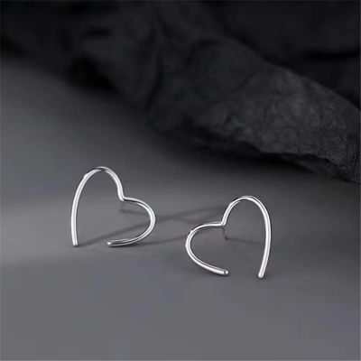 Picture of Trendy Fashionable Korean Elegant Cute Rhinestone Love Pearl Stud Earrings for Girls Silver Adjustable