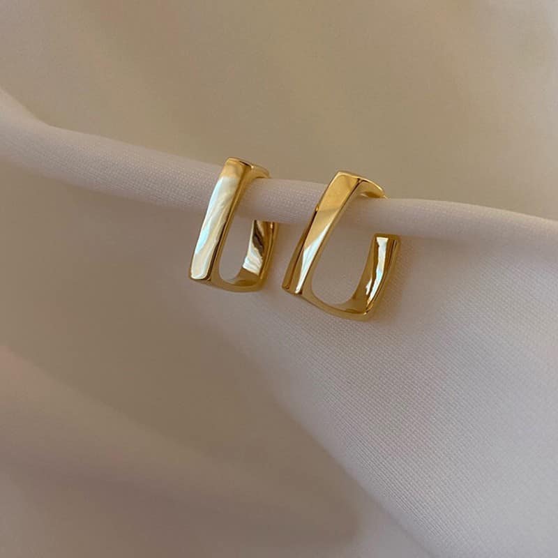 Picture of New Korean Square Rhinestone Earrings For Women Gold Adjustable