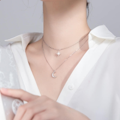 Picture of New Chain Choker Sparkling Classic Girl Necklace For Women Silver 