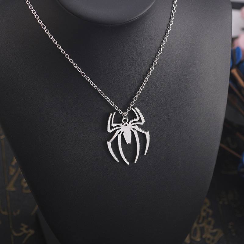 Picture of Spider Halloween Pendants Chain Short Long Mens Silver Color Necklace Jewelry Gift For Men Silver 