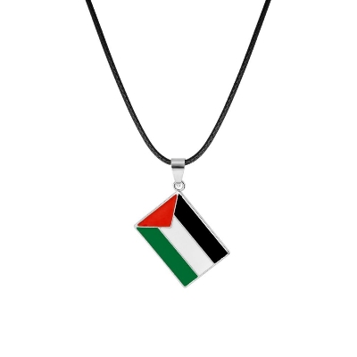 Picture of Palestine Flag  Pendant Necklace I Stand with Palestine Necklace Country Flag Chain 50 CM 