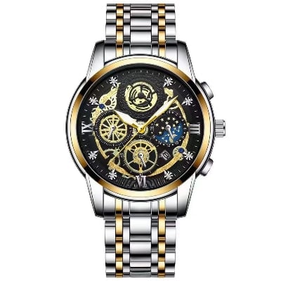 Picture of Sophisticated Business Watch with Dual Calendar and Golden Trim  