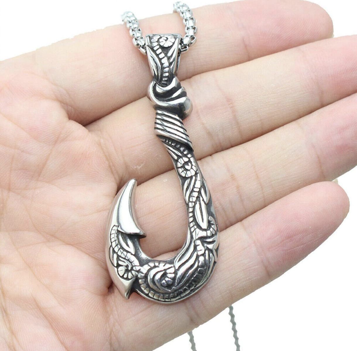 Picture of Highly Sustainable - Trendy Simple Stainless Steel Chain Jewellery Gift For Men - Durabilty Assured - Well Inspired & Crafted Fish Hook Silver 