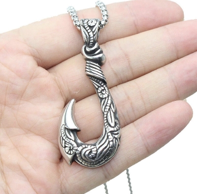Picture of Highly Sustainable - Trendy Simple Stainless Steel Chain Jewellery Gift For Men - Durabilty Assured - Well Inspired & Crafted Fish Hook Silver 