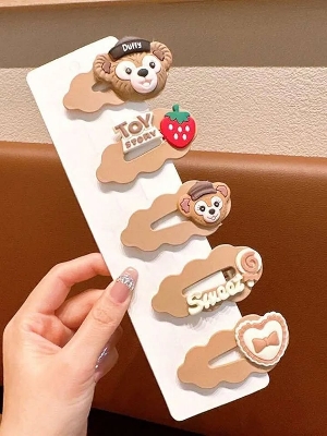Picture of Colorful Tictac for Girls Big Size hair clips for hair styles Pooh hair clips for baby girls kids toddlers  One size fits all