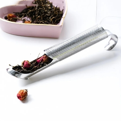 Picture of Green Tea Strainer Stainless Steel Tea Infuser Hanging Pipe Design Silver 