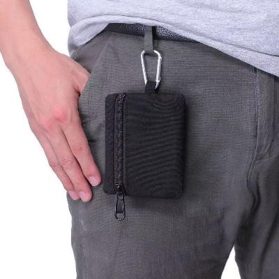 Picture of key bag zipper coin purse headphones storage card bag small wallet mini tools bag Black 