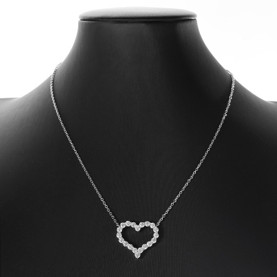 Picture of Love Shape Pendant Necklace for Women and Girls, Gold Plated Titanium Chain, Stylish and Elegant Design Silver 
