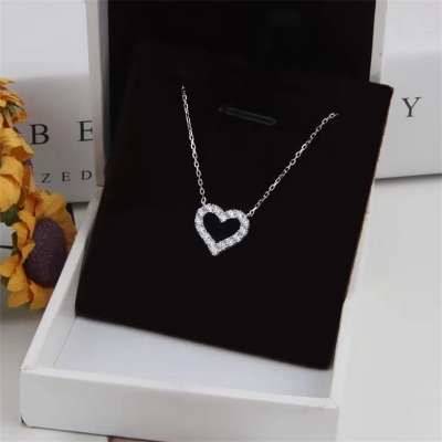Picture of Love Shape Pendant Necklace for Women and Girls, Gold Plated Titanium Chain, Stylish and Elegant Design Silver 