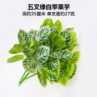 Picture of Tabletop Artificial Green & White Leaf Plant Green 