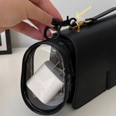 Picture of Mini Transparent Tech Pouch Organizer Bag Black 