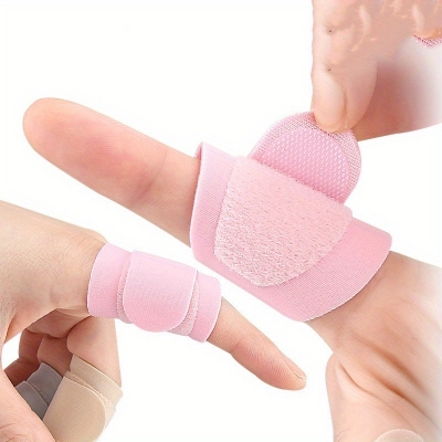 Picture of Men Women Adjustable Finger Splint Brace Thumb Protector Guard Sleeve Finger Straightening Corrector Finger Tape Elastic Finger Sleeve Support Tennis Sports Multicolor 