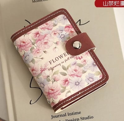 Picture of Multipurpose Flower Pattern Credit Card ID Case and Small Clutch Bag Pink 