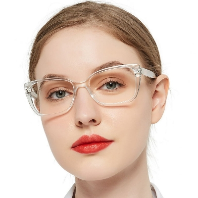 Picture of Hipster Style Clear Acetate Eyeglasses for  Women White 