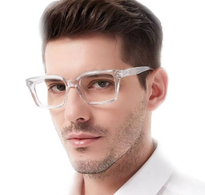 Picture of Retro Big Frame Transparent Glasses - Fashion For Men White 